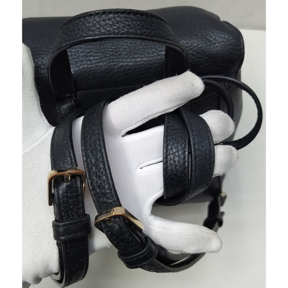 Kate Spade New York Black Pebbled Leather Zipper Flap Drawstring Backpack main image 5